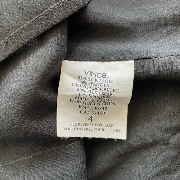 NWT Vince Black Graphic Silk Pencil Skirt - Size: 4 - Picture 4 of 9